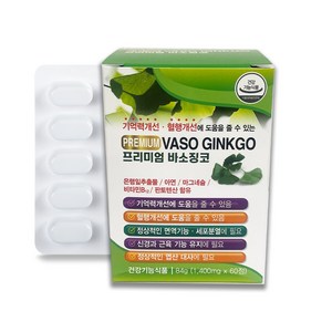 미국직수입 프리미엄 기억력 혈행 개선 영양제 은행잎추출물 나또균 코엔자임큐텐, 프리미엄 바소징코 60정-2개월분, 2개, 60정
