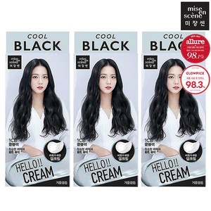 미쟝센 헬로크림 염색제, 1CB 쿨블랙, 3개
