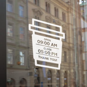 카페안내문 영업시간 오픈클로즈 스티커 감성글자, TYPE 30 카페_컵, 화이트