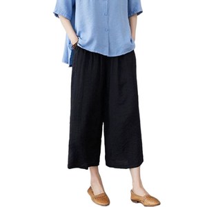 여성 통바지 9부 면 마 린넨 와이드 바지 wide leg pants