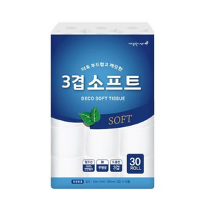 깨끗한나라 3겹소프트 27m 30롤x1팩, 30롤