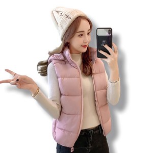 NUNUHANA 가을 겨울 여성용 면조끼 패딩 자켓 4컬러