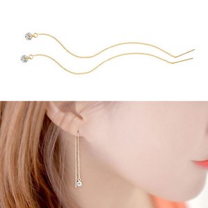 14K GOLD 롱 볼체인 롱귀걸이_G304