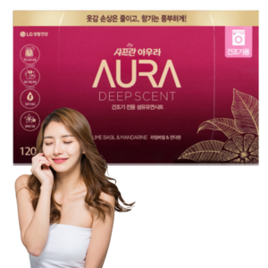 AURA 딥센트 건조기용 시트 섬유유연제 라임바질 & 만다린, 1개, 120매