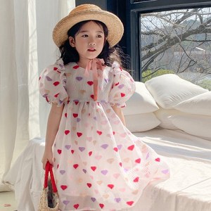 멜라 하트 프릴 퍼프 원피스 R8428