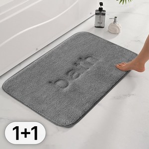 투데이리빙 1+1 프리미엄 극세사 메모리폼 욕실 발매트 화장실 주방 거실 현관 푹신한 물흡수 미끄럼방지 논슬립 소프트 발판 발수건, R98288G, 2개, 그레이