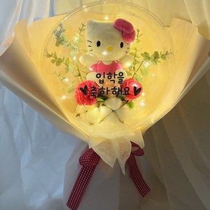 러블리팜 산리오 인형 벌룬 LED 조명 비누 꽃다발, 헬로키티, 1개