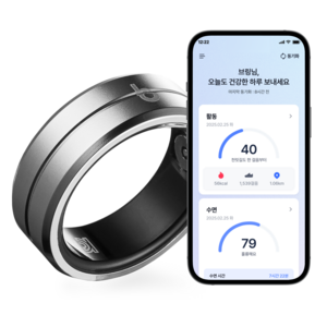 브링 스마트링 스마트링반지 방수 초경량 블루투스 자체개발 국내앱 애플 갤럭시 호환 슬립테크, size 8, 실버 (스테인리스 스틸)