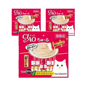 챠오 이나바 고양이 츄르 20P, 참치 + 해산물 혼합맛, 280g, 3개