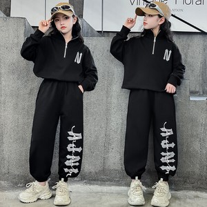 조이걸스 2024년 춘추 new spring-fall 반집업 N 로고 그레이 블랙 상의 하의 여아세트 츄리닝 팬츠 상하의 세트 생활복트레이닝 주니어 초등생 중학생 초중생 세트