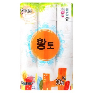 두루마리휴지 황토 3겹 30롤 물에녹는휴지 먼지없는 두루말이 착한화장지, 1개