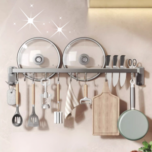 하루랩 무타공 주방 조리도구걸이 접착식 거치대, 60cm고리10개, 1개