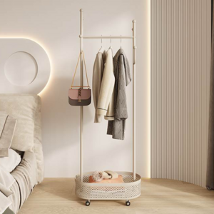 kurua 철제 고급 이동식 스탠드 옷걸이 행거, 화이트(바스켓60cm)