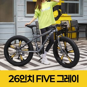 강한바이크 산악자전거 팻바이크 MTB 성인 출퇴근 24/26인치, 1개, 180cm, FIVE 그레이