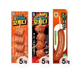 5분마켓 대림 한입에꼬치다 90g 5개+매콤함에꼬치다 90g 5개+휠터치s 70g 5개 핫바기획전 15개