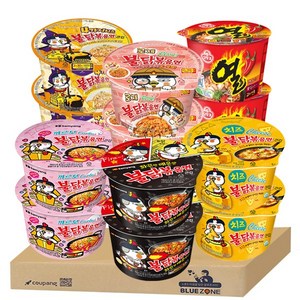 블루존 용기 컵라면 6종 세트 (불닭볶음면2 까르보불닭2 치즈불닭2 로제불닭2 네가지치즈불닭2 열라면2), 1세트