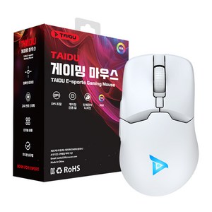 TAIDU 타이두 TSG608Pro 초경량 무선 블루투스 게이밍 마우스, 화이트