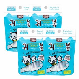 에티펫 글로우 귀청소 면봉 100매 x4개 애견위생용품, 4개, 100g