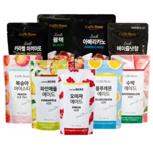 카페베네 파우치 팩 음료 (190ml x 10팩) 9종 편의점 아이스 커피 액상커피, 파인애플에이드10, 190ml, 10개