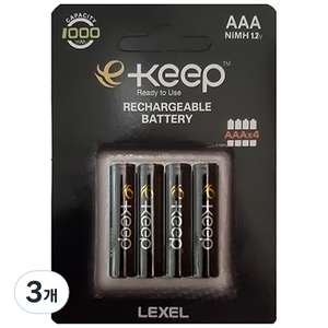 EKeep 고용량 AAA 충전지 1000mAh, 4개입, 3개