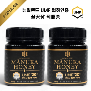 뉴질랜드 마누카꿀 내추럴허니 UMF20+ MGO829+, 2개, 250g