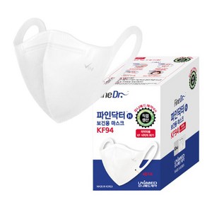 귀가 편안한 KF94 컬러마스크 50p 파인닥터-화이트, 1개입, 50개, 화이트