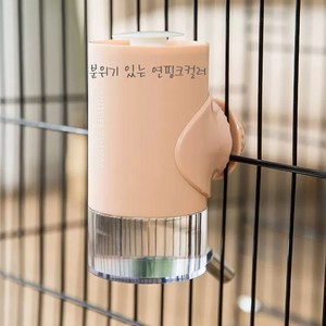 시웨이 애완동물 걸이형 급수기 강아지 고양이 켄넬 휴대용 물병 500ml, 1개, 연핑크