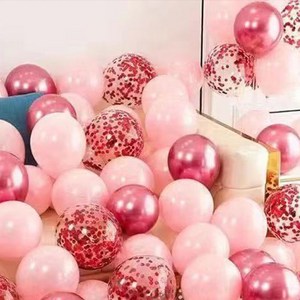 뷰라뷰 파티풍선 50개 + 공기펌프 + 10M 리본1롤, 11.핑크+텐더핑크+레드스팽글