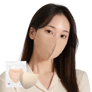 [5매입 포장] 맘편히 새부리형 KF94 대형 컬러마스크, [5매입 포장] KF94 대형 베이지 50매, 1개