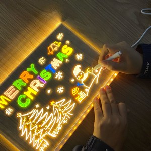 나만의 LED 무드등 만들기 DIY 빅사이즈 아크릴판 카페 보드판 그림 (LED아크릴판 + 7가지펜 풀세트) 선물, 차르미 LED 아크릴판 무드등 대 (30cm*20cm)