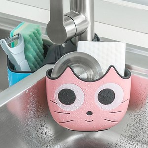 싱크대 수세미 거치대 주방 개수대 행주 다용도 씽크대 걸이 물빠짐 캐릭터 홀더, 그린, 1개