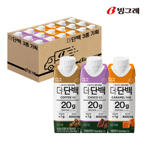 (카라멜 유통기한 임박 : 2025.02.21) 빙그레 더단백 드링크 프로틴음료 250ml 3종 기획, 1세트