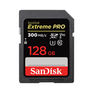 샌디스크 카메라 전문가용 4K촬영 익스트림 프로 SD 카드 (300MB/s V90) 128GB / uhs-ii