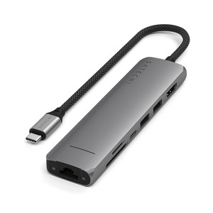 사테치 C타입 7in1 알루미늄 초슬림 이더넷 멀티 허브 10Gbps, 스페이스 그레이(리뉴얼 버전), 1개