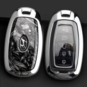 키에티 현대 4 5버튼 스마트키 호환 메탈 키케이스 단품, 카본-실버