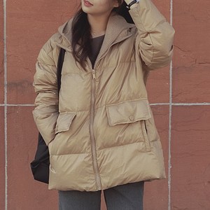 로로텐 후드 탈부탁 하이넥 패딩 점퍼 루즈핏 여성 빅사이즈
