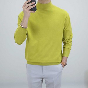 로코비전 부드러운 캐시미어 반폴라 니트 남자 오버핏 폴라 스웨터