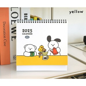 꼬망 2025 탁상 달력 스탠딩 캘린더, YELLOW, 1개