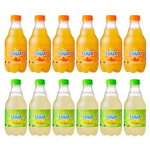 룩스 2종 혼합 탄산음료 330ml(오렌지 6개+레몬 6개) 총12개, 330ml