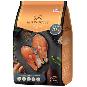 뉴프로세스 전연령 유기농 70% 시그니처 연어 강아지사료 /피부 건강 알러지 케어, 1개, 2kg, 피부/털개선