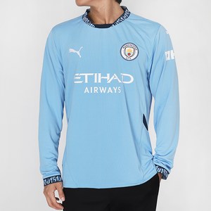 푸마 맨시티 홈 LS 저지 긴팔 Uniform Manchester City 202425 블루-화이트 로고