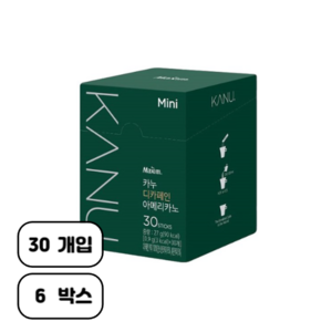 카누 미니 디카페인 아메리카노 스틱 원두커피믹스, 900mg, 30개입, 6개