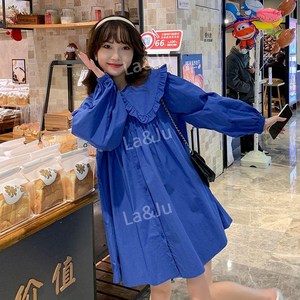 셔츠원피스 캐주얼 러블리 롱 루즈핏 핑크 그린 블루셔츠 원피스