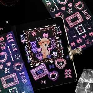 다꾸스티커 세트 vol 103 키치 홀로그램 탑꾸 탑로더 다이어리 포카 꾸미기, 05.문앤스타(1시트지)