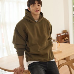어깨넓어보이는 남자 오버핏 기모 무지 후드티 머슬핏 긴팔