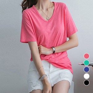 [나크21] (55~120) 슬라브면 반팔 브이넥 티셔츠 KO12-T-02