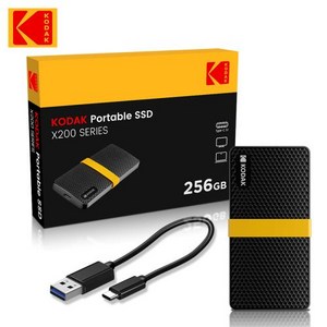 하드디스크 SSD 외장하드 1테라 외장SSD 휴대용 코닥 X200 1 T 512 256 128GB USB 3.1 C 타입 드라이브 2 세대 노트북 맥북용 솔리드 스테이트, 없음, 2) 256GB