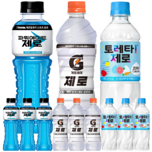 [한번에먹자쇼핑몰] 파워에이드 제로 600ml x 4pet + 게토레이 제로 600ml x 4pet + 토레타 제로 500ml x 4pet, 4개