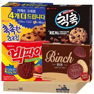 [블루존] 대용량 과자 초코 간식 세트 (촉촉한초코칩+빅파이+빈츠+칙촉), 1개