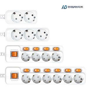 현대 국산 안전 접지 멀티탭 개별스위치 일반 2구 3구 4구 5구 6구 1.5M 3M 5M 10M 과부하차단 멀티콘센트, 일반 3구, 1개